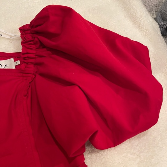 NWOT Aje Red Puff One Sleeve Top - Picture 5 of 13